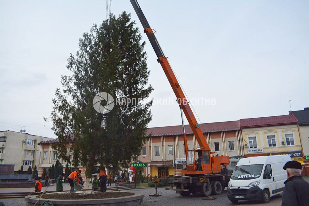 У Хусті встановили ялинку. Урочистостей не буде